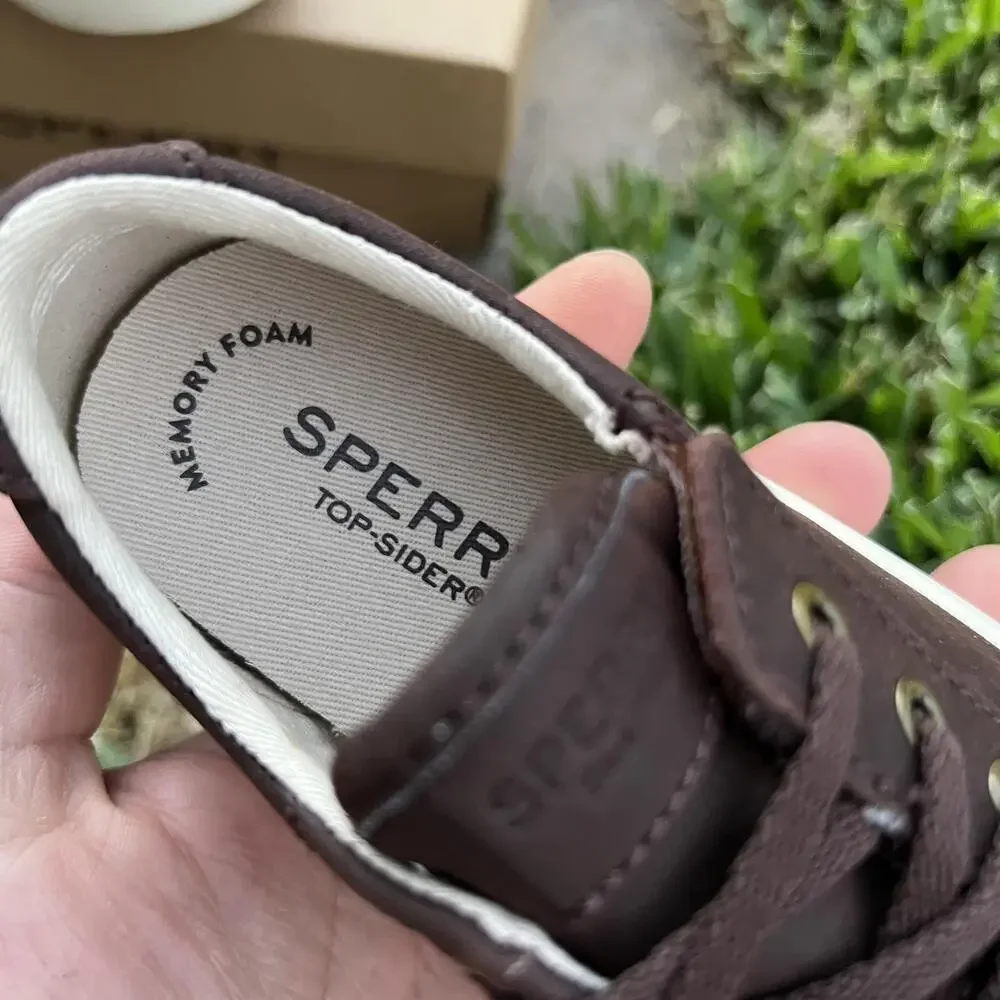 Sperry Shoes Boys Size 11 Brown Striper II LTT Jr Surprise No Tie Memory Foam